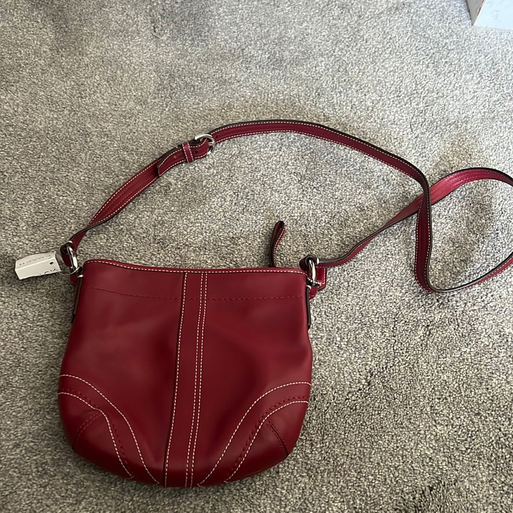 COACH red leather crossbody bag